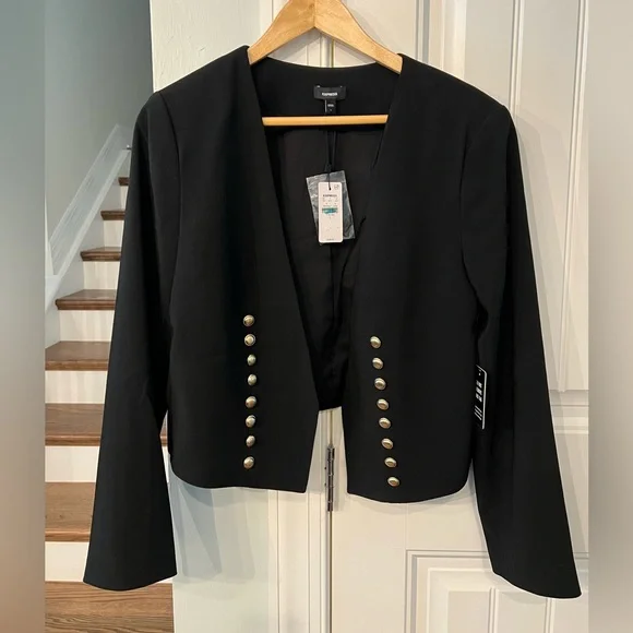 Express Women’s Black Military Button Blazer Jacket Size Large NWT - Picture 3 of 7
